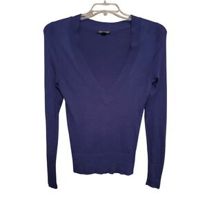 Banana Republic V Neck Sweater Long Sleeve Silk Cotton Cashmere Blend Purple XS
